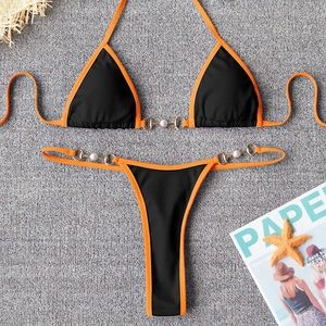 Black and Orange Brazilian Bikini